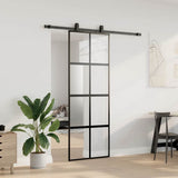 Vidaxl schuifdeur met beslagset 76x205 cm gehard glas zwart