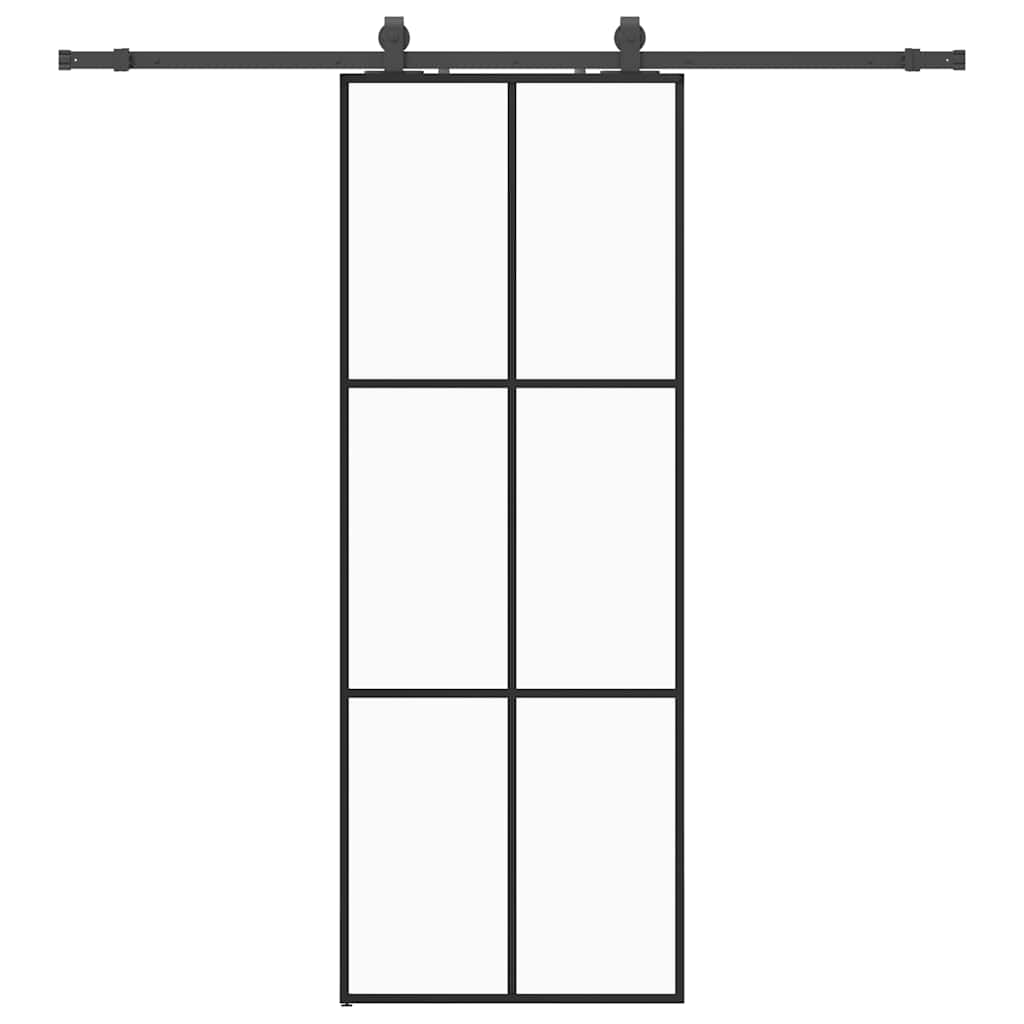 Vidaxl schuifdeur met beslagset 76x205 cm esg glas zwart