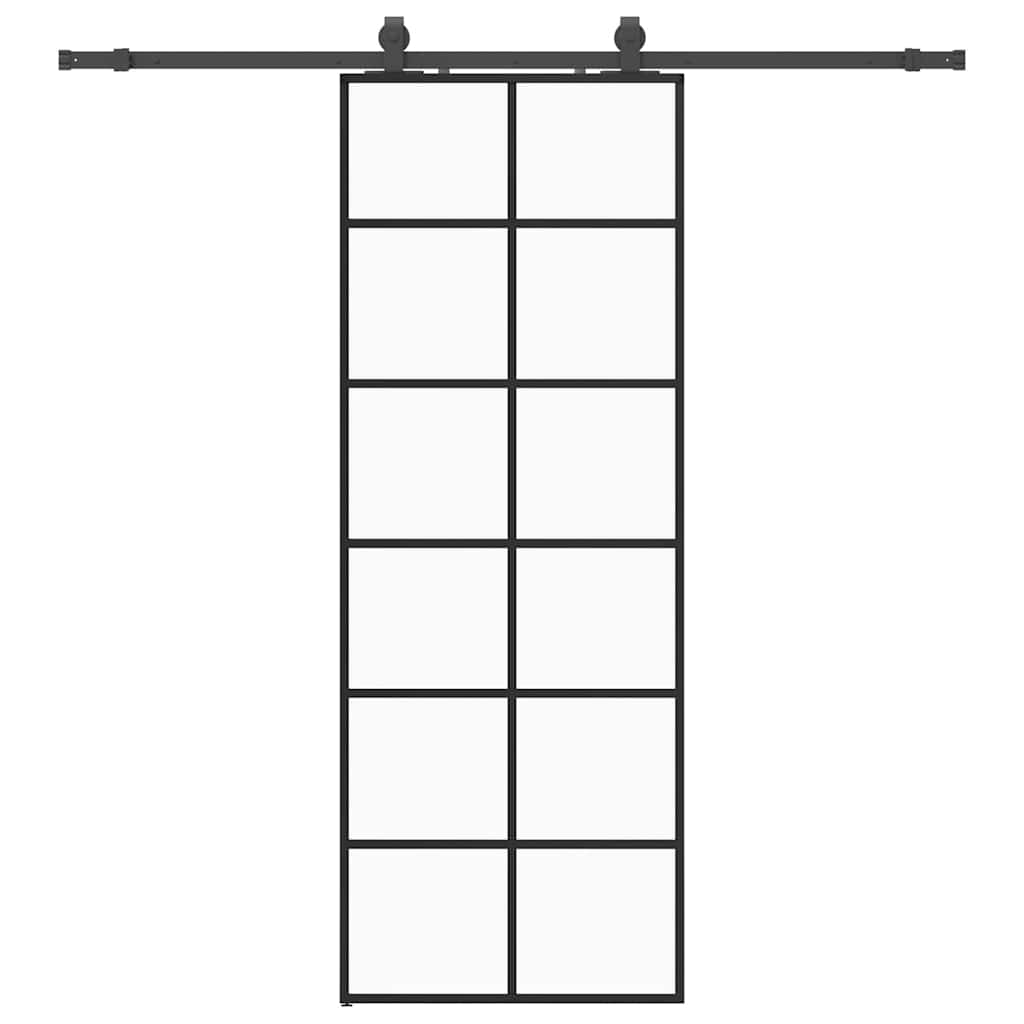 Vidaxl schuifdeur met beslagset 76x205 cm esg glas zwart