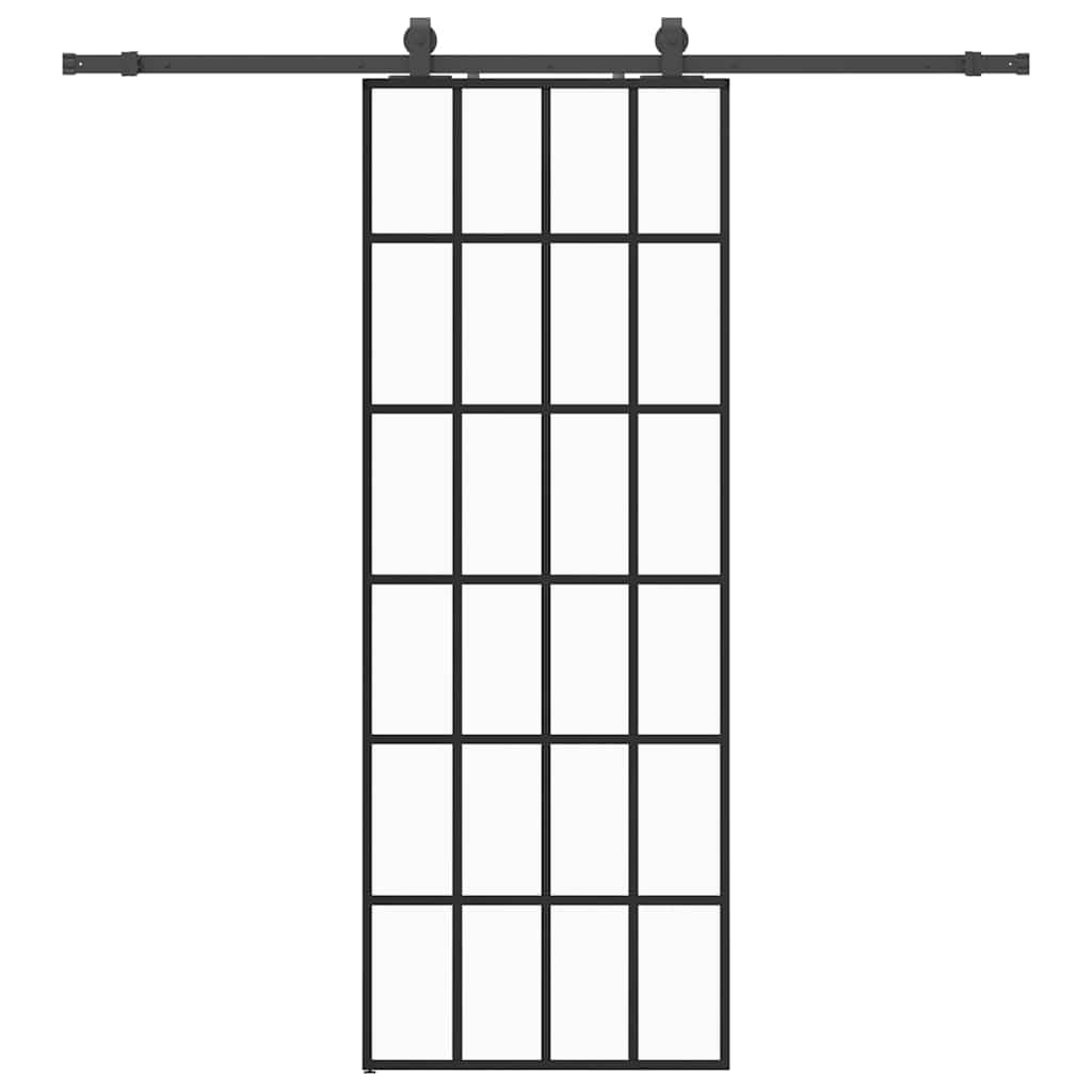Vidaxl schuifdeur met beslagset 76x205 cm esg glas zwart