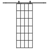 Vidaxl schuifdeur met beslagset 76x205 cm esg glas zwart