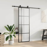 Vidaxl schuifdeur met beslagset 76x205 cm esg glas zwart