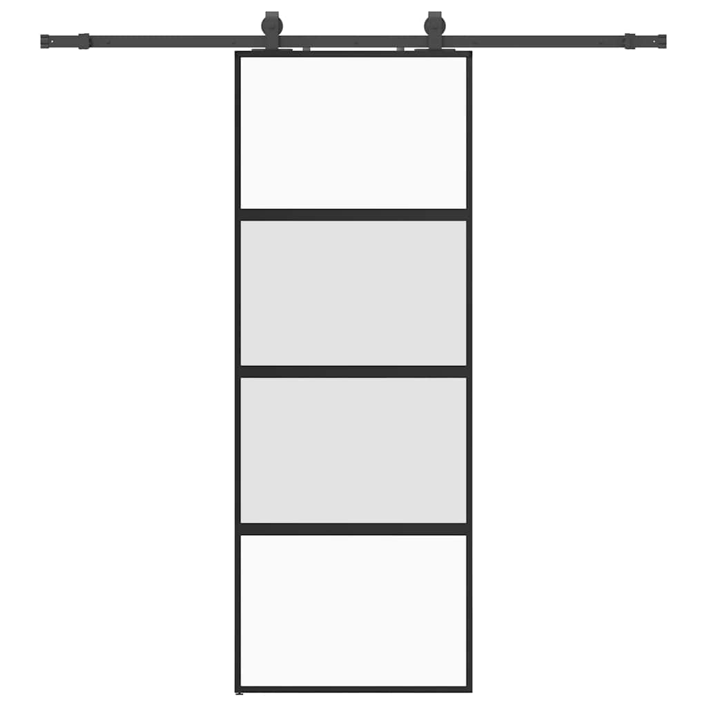 Vidaxl schuifdeur met beslagset 76x205 cm gehard glas zwart