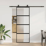 Vidaxl schuifdeur met beslagset 76x205 cm gehard glas zwart