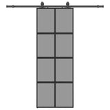 Vidaxl schuifdeur met beslagset 76x205 cm gehard glas zwart