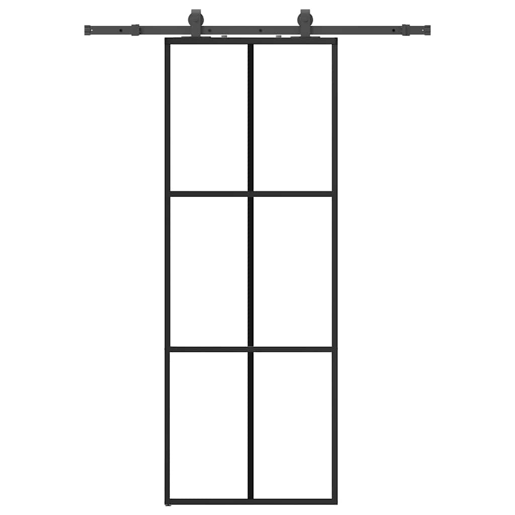 Vidaxl schuifdeur met beslagset 76x205 cm esg glas zwart