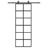 Vidaxl schuifdeur met beslagset 76x205 cm esg glas zwart