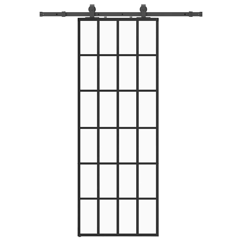 Vidaxl schuifdeur met beslagset 76x205 cm esg glas zwart