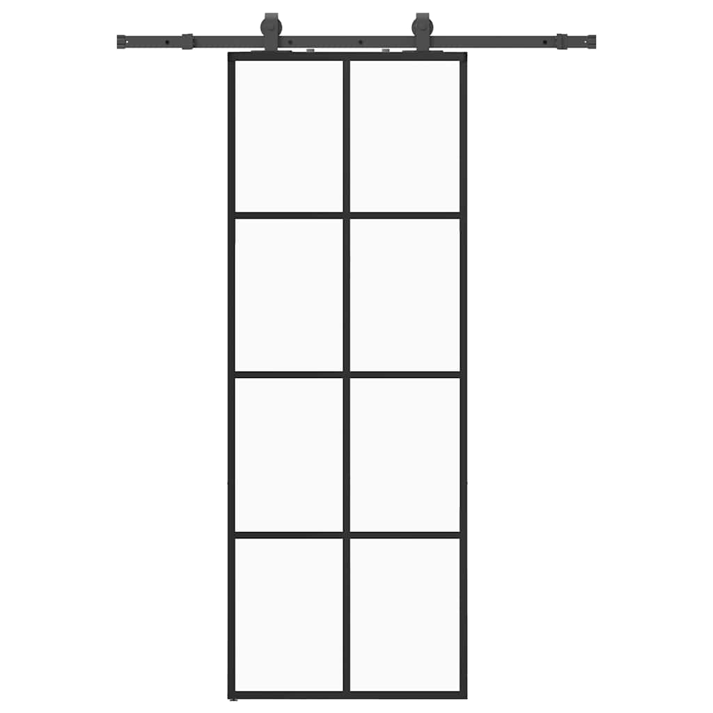 Vidaxl schuifdeur met beslagset 76x205 cm esg glas zwart