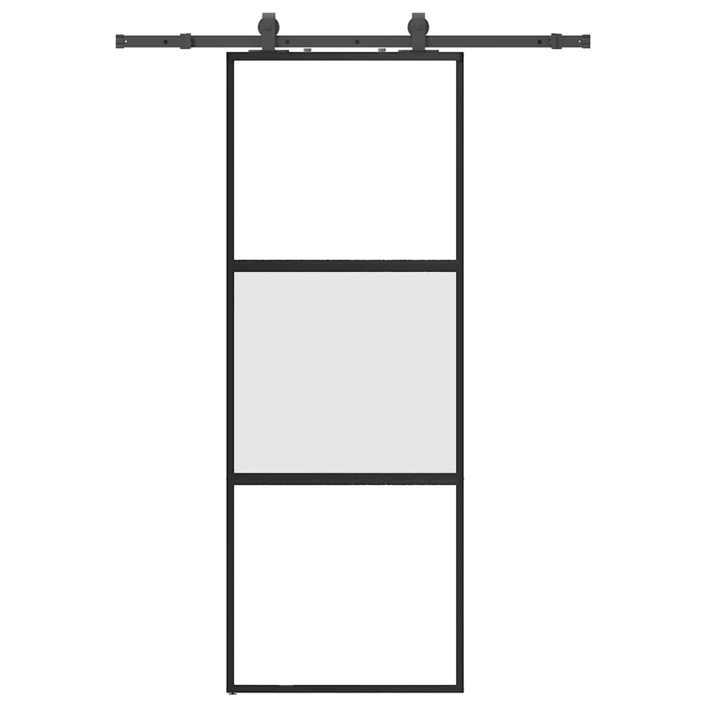 Vidaxl schuifdeur met beslagset 76x205 cm gehard glas zwart