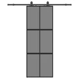 Vidaxl schuifdeur met beslagset 76x205 cm gehard glas zwart
