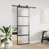 Vidaxl schuifdeur met beslagset 76x205 cm gehard glas zwart