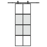 Vidaxl schuifdeur met beslagset 76x205 cm gehard glas zwart