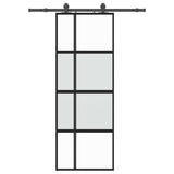 Vidaxl schuifdeur met beslagset 76x205 cm gehard glas zwart