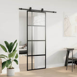Vidaxl schuifdeur met beslagset 76x205 cm gehard glas zwart