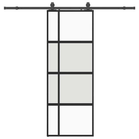 Vidaxl schuifdeur met beslagset 76x205 cm gehard glas zwart