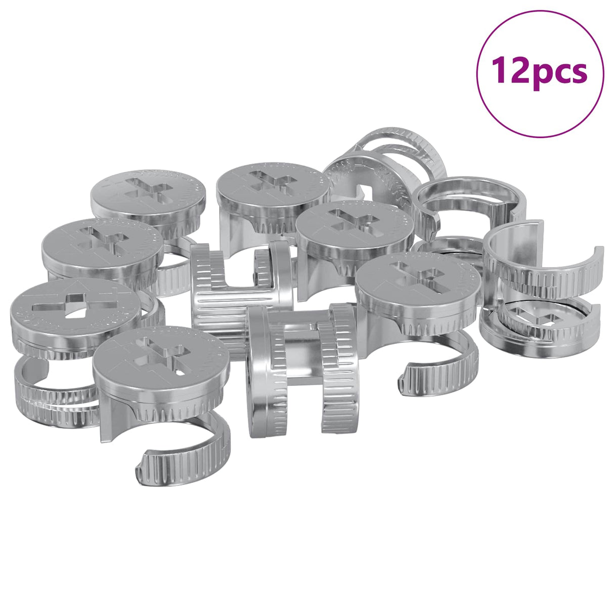 Vidaxl cam lock moeren 12 pcs zilver 12 x 10 mm staal