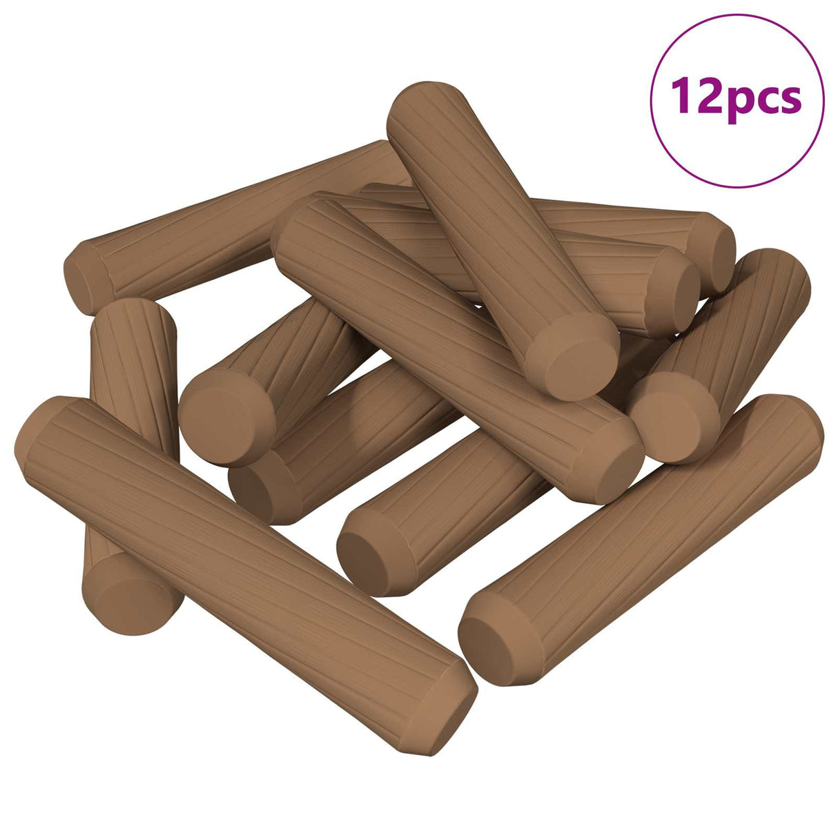 Vidaxl houten dowels 12 pcs bruin ø8 x 35 mm massief hout