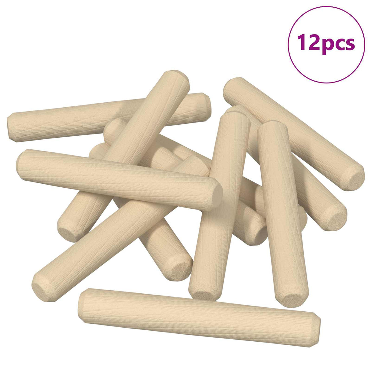 Vidaxl houten dowels 12 pcs bruin ø8 x 50 mm massief hout