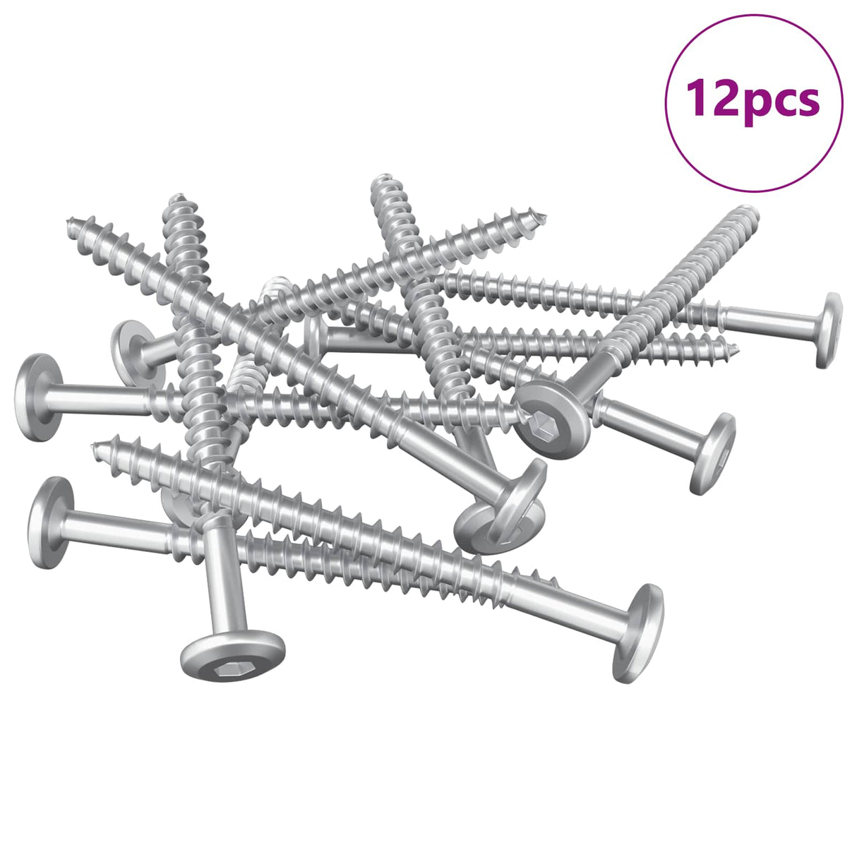 Vidaxl houten schroeven 12 pcs zilver m6 x 70 mm staal