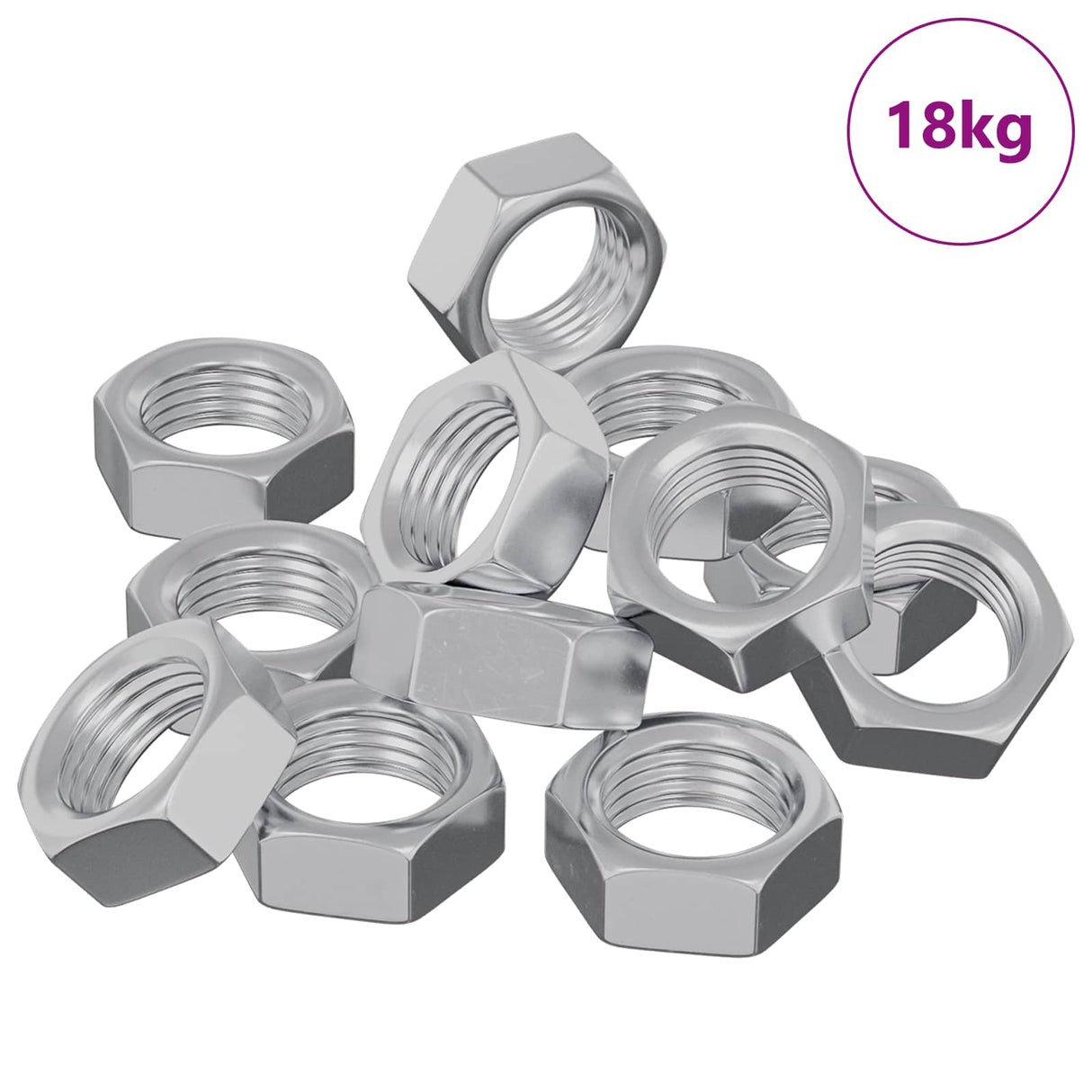 Vidaxl zeshoekige moeren 23377 pcs zilver ijzer