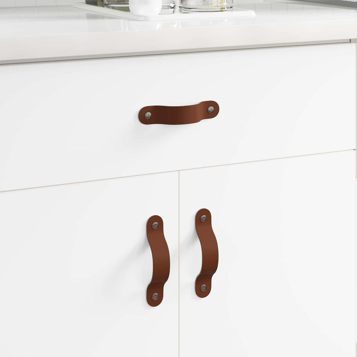 Vidaxl kast handvatten 2 pcs bruin 140 x 25 x 2,3 mm pu