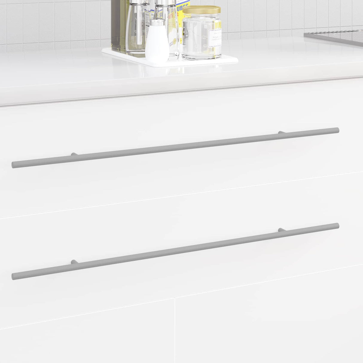 Vidaxl kasthandgreep 12 pcs zilver 700mm roestvrij staal
