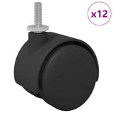 Vidaxl wielen 12 pcs zwart 40,1 x 37,8 mm pp en ijzer