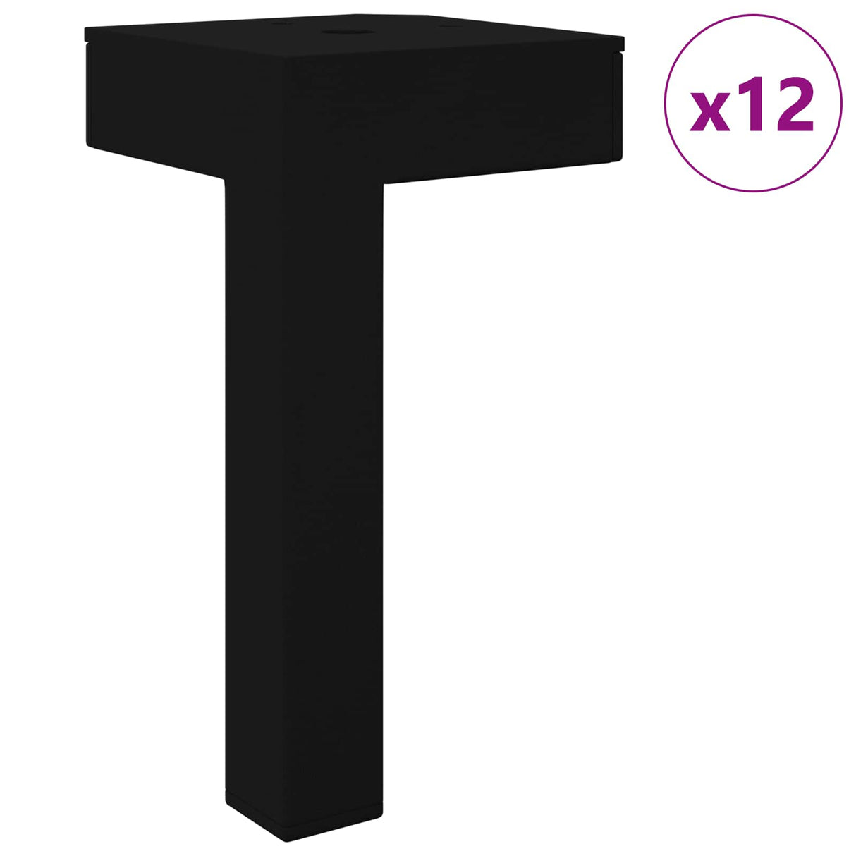 Vidaxl staande poten 12 pcs zwart 57 x 57 x 100 mm ijzer