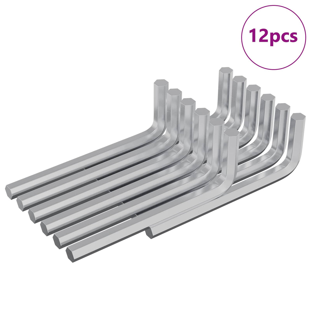Vidaxl zeskantsleutel 12 pcs zilver 32 x 86 mm staal