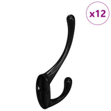 Vidaxl kledinghaak 12 pcs zwart 102 x 29 x 47mm zinklegering