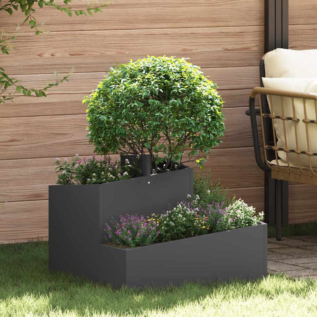 Vidaxl tuin bloempot zwart 60 x 60 x 50 cm koudgewalst staal