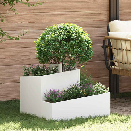 Vidaxl tuin bloempot wit 60 x 60 x 50 cm koudgewalst staal