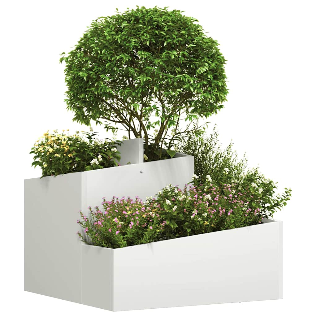 Vidaxl tuin bloempot wit 60 x 60 x 50 cm koudgewalst staal