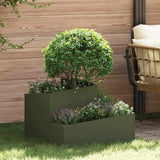 Vidaxl tuin bloempot olijf groen 60 x 60 x 50 cm koudgewalst staal