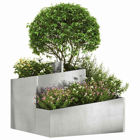 Vidaxl tuin bloempot zilver 60 x 60 x 50 cm roestvrij staal