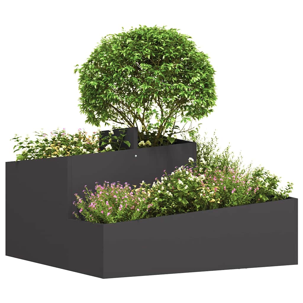 Vidaxl tuin bloempot zwart 80 x 80 x 50 cm koudgewalst staal