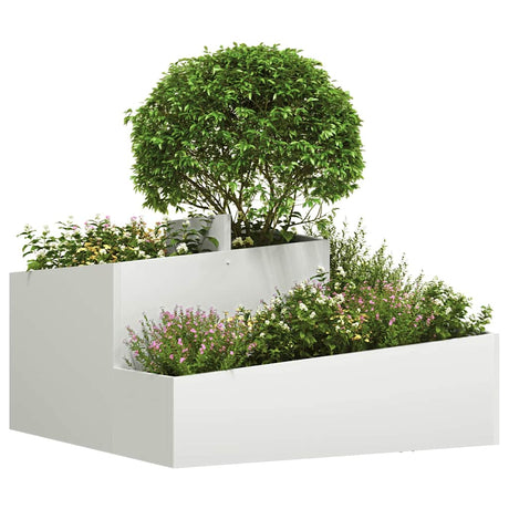 Vidaxl tuin bloempot wit 80 x 80 x 50 cm koudgewalst staal