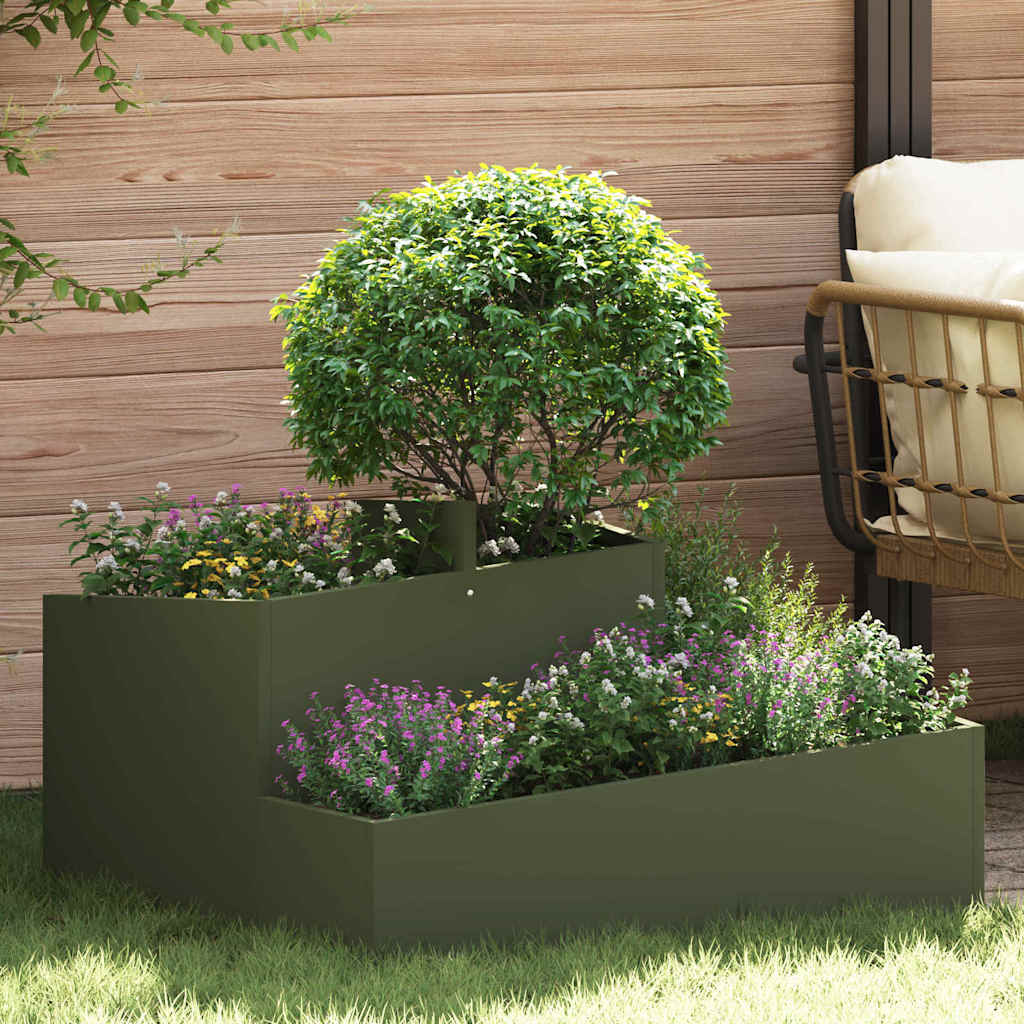 Vidaxl tuin bloempot olijf groen 80 x 80 x 50 cm koudgewalst staal