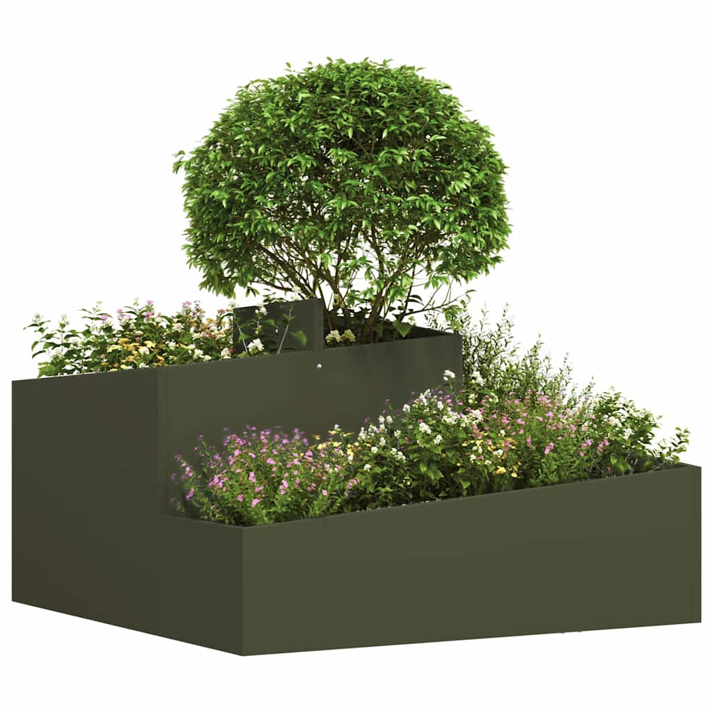Vidaxl tuin bloempot olijf groen 80 x 80 x 50 cm koudgewalst staal