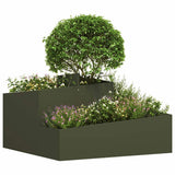 Vidaxl tuin bloempot olijf groen 80 x 80 x 50 cm koudgewalst staal