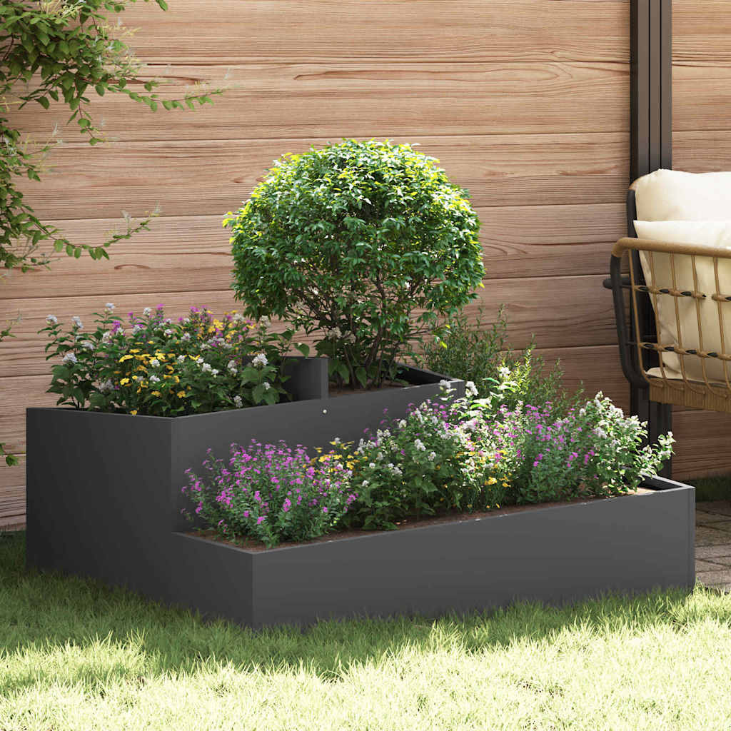 Vidaxl tuin bloempot zwart 100 x 100 x 50 cm koudgewalst staal