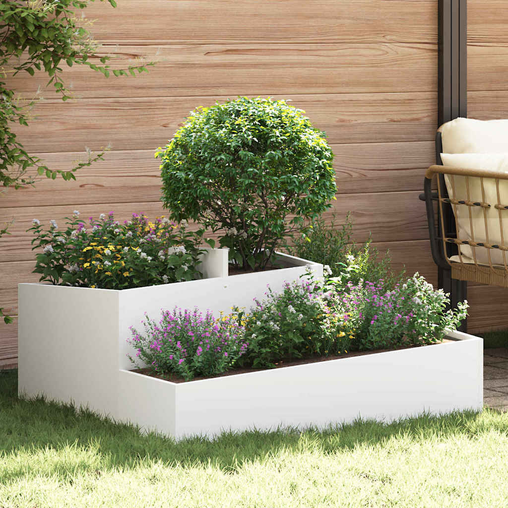 Vidaxl tuin bloempot wit 100 x 100 x 50 cm koudgewalst staal