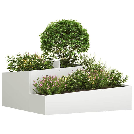 Vidaxl tuin bloempot wit 100 x 100 x 50 cm koudgewalst staal