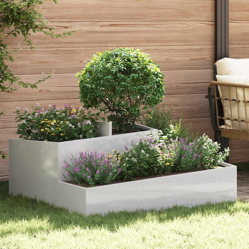 Vidaxl tuin bloempot zilver 100 x 100 x 50 cm roestvrij staal