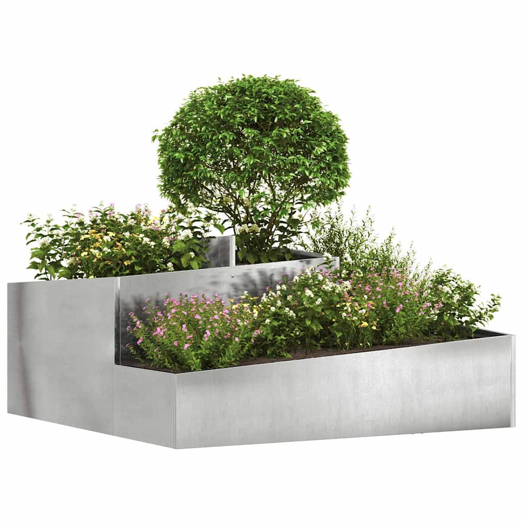 Vidaxl tuin bloempot zilver 100 x 100 x 50 cm roestvrij staal