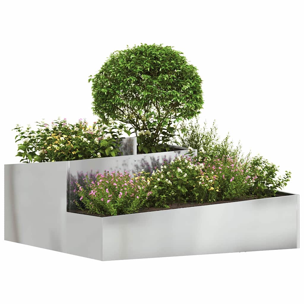 Vidaxl tuin bloempot zilver 100 x 100 x 50 cm gegalvaniseerd staal