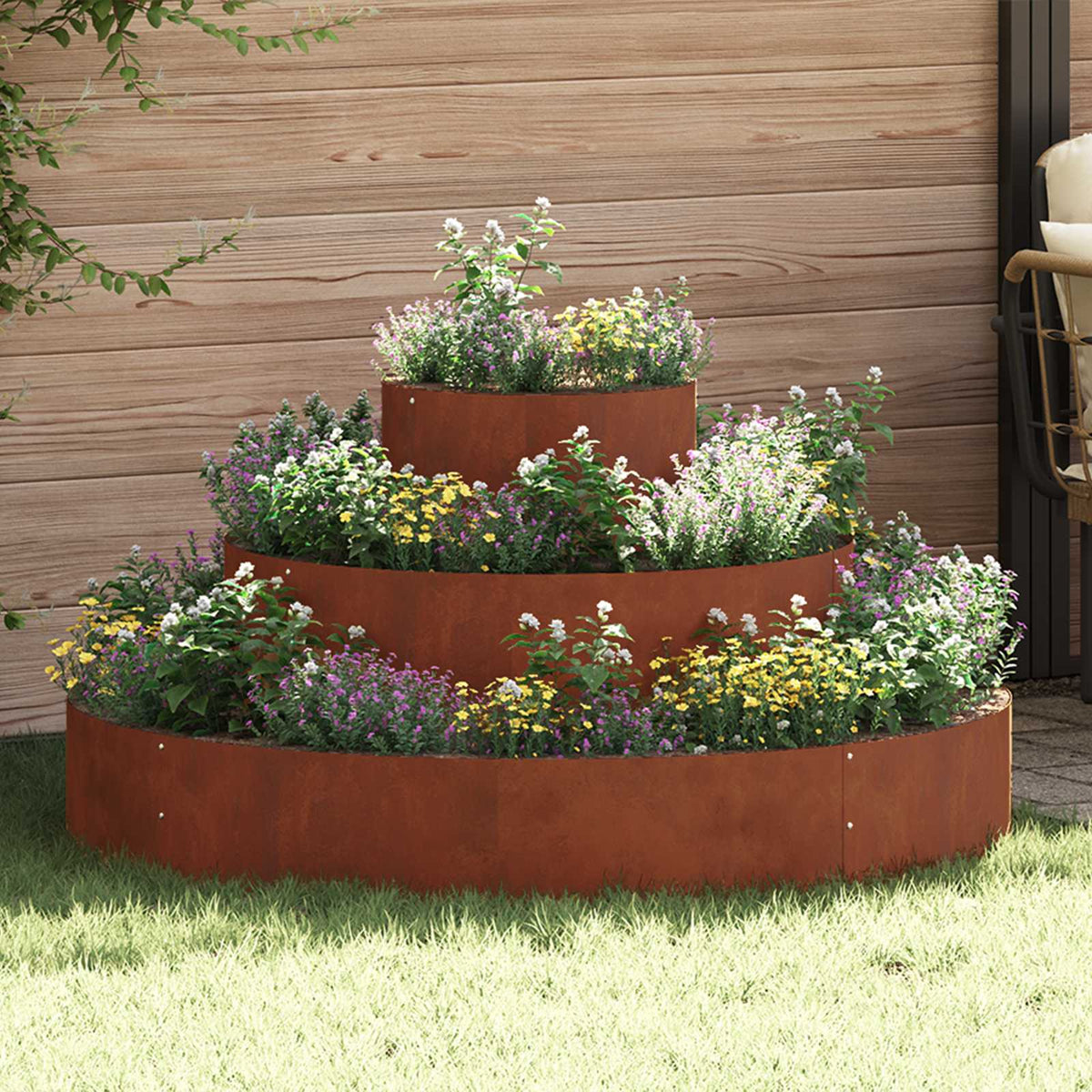 Vidaxl plantenbak roestig 120 x 120 x 20 cm weervast staal