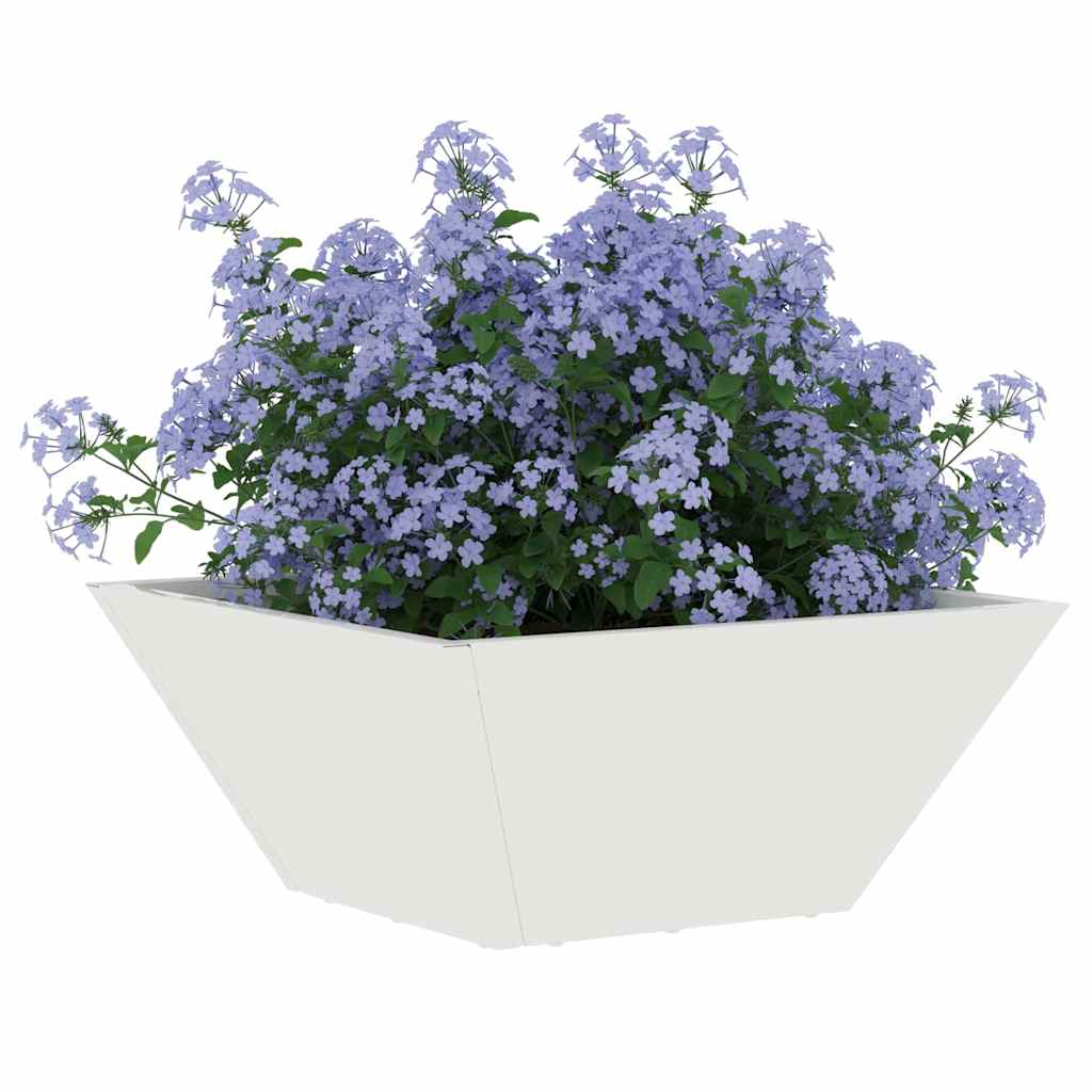 Vidaxl tuin bloempot wit 35 x 35 x 15 cm koudgewalst staal