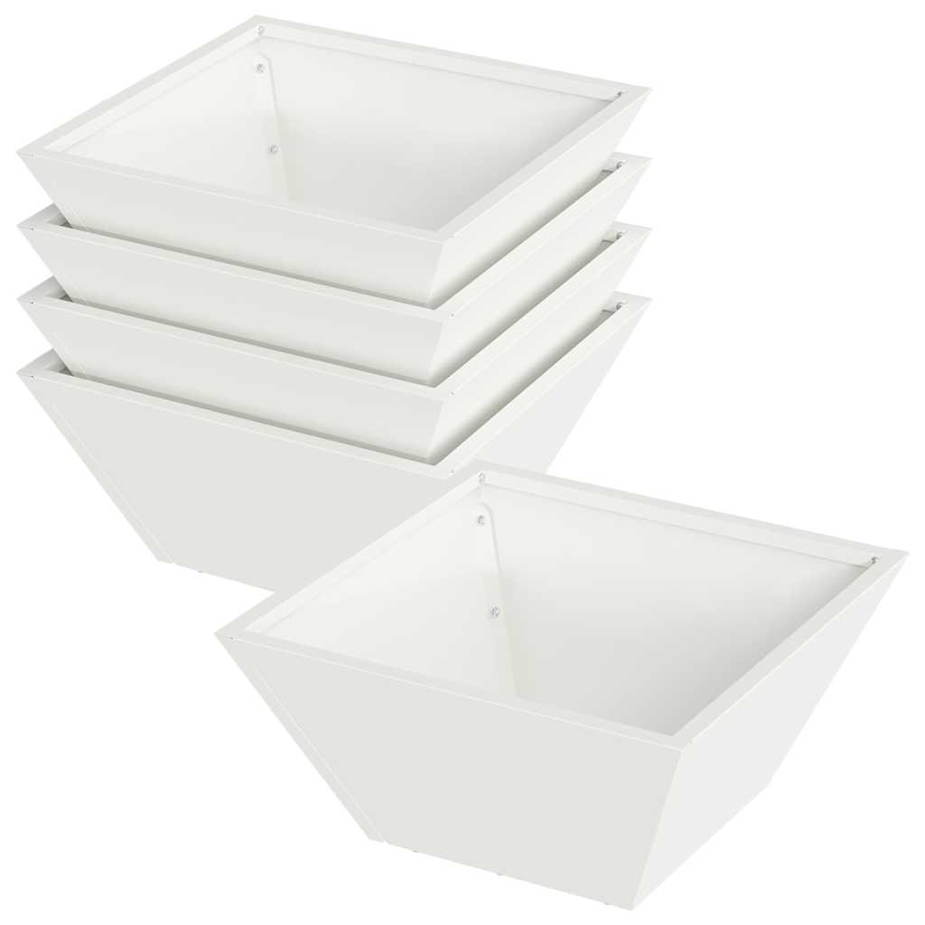 Vidaxl tuin bloempot 5 pcs wit 35 x 35 x 15 cm koudgewalst staal